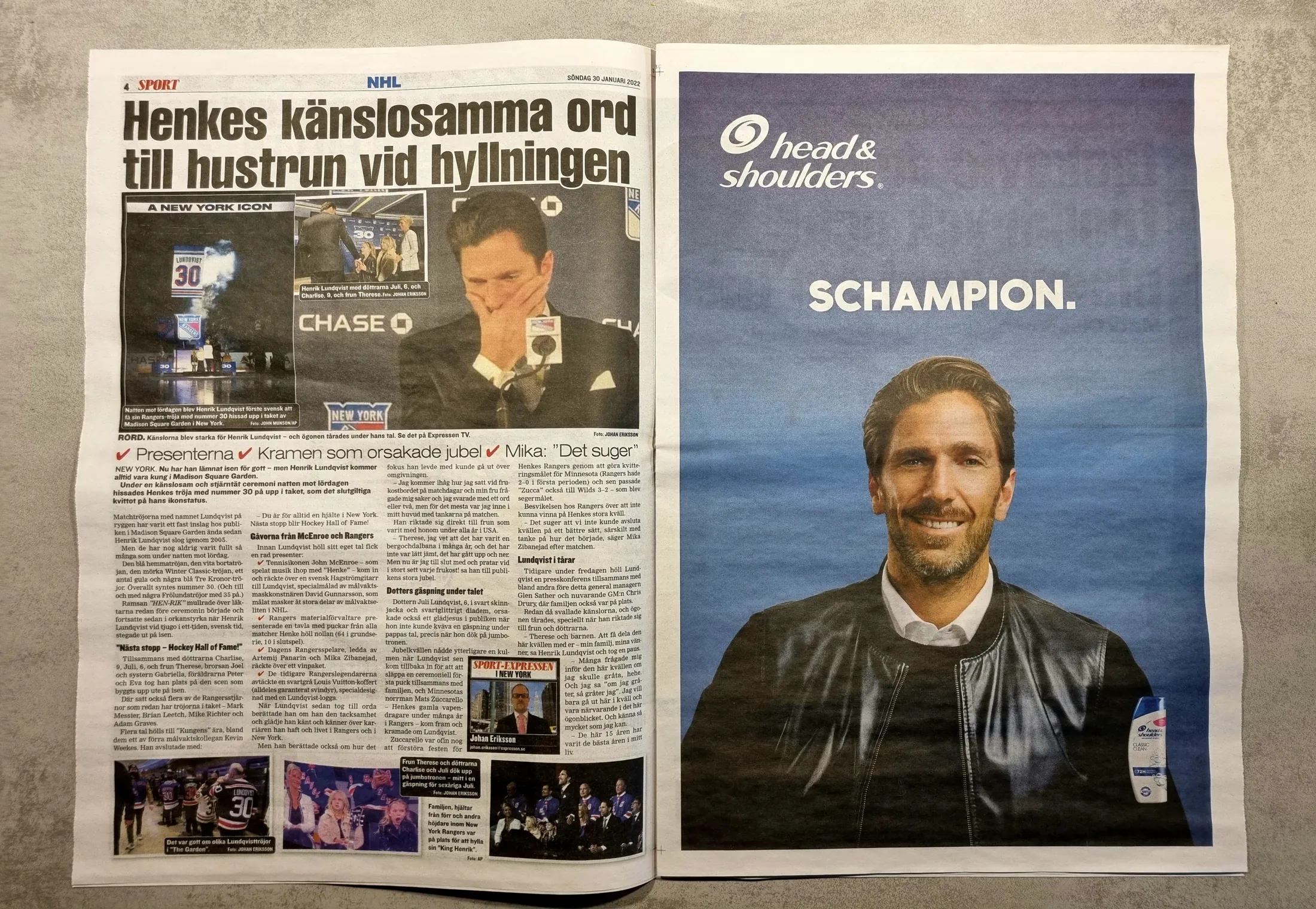 Schampion-annonsen i tidningen